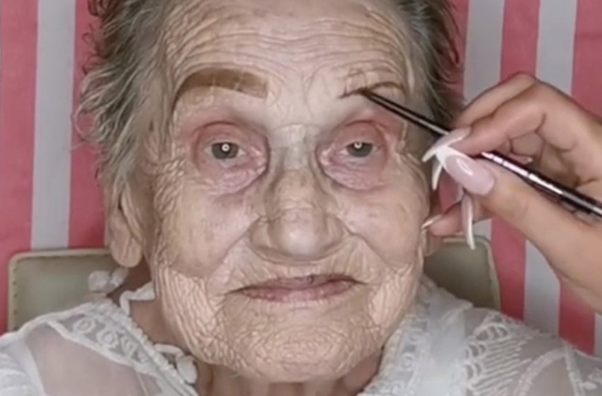  Die Enkelin hat die 80-jährige Großmutter mit Make-up verjüngt, das Ergebnis wird Sie überraschen