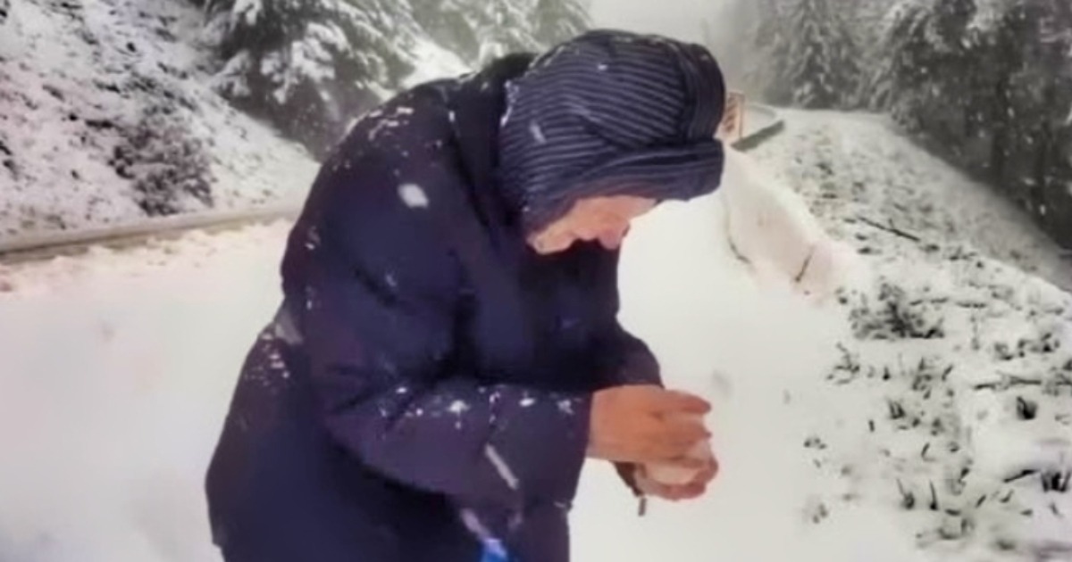 101-jährige Mama erobert Herzen, als sie das Auto anhält, nur um im Schnee zu spielen! – Sieh dir diesen süßen Moment an!