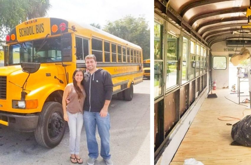 „Von einer alten Schrottkiste zu einem gemütlichen Zuhause“: Ein amerikanisches Paar hat einen alten Bus in ein Wohnmobil umgebaut!