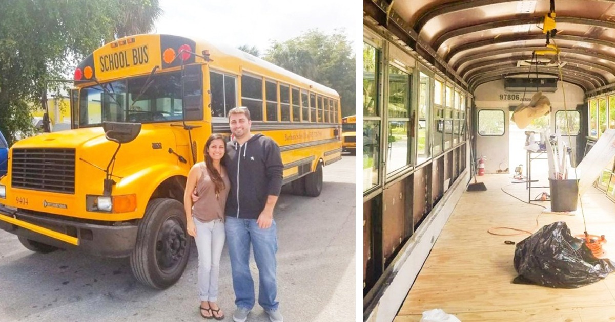 „Von einer alten Schrottkiste zu einem gemütlichen Zuhause“: Ein amerikanisches Paar hat einen alten Bus in ein Wohnmobil umgebaut!