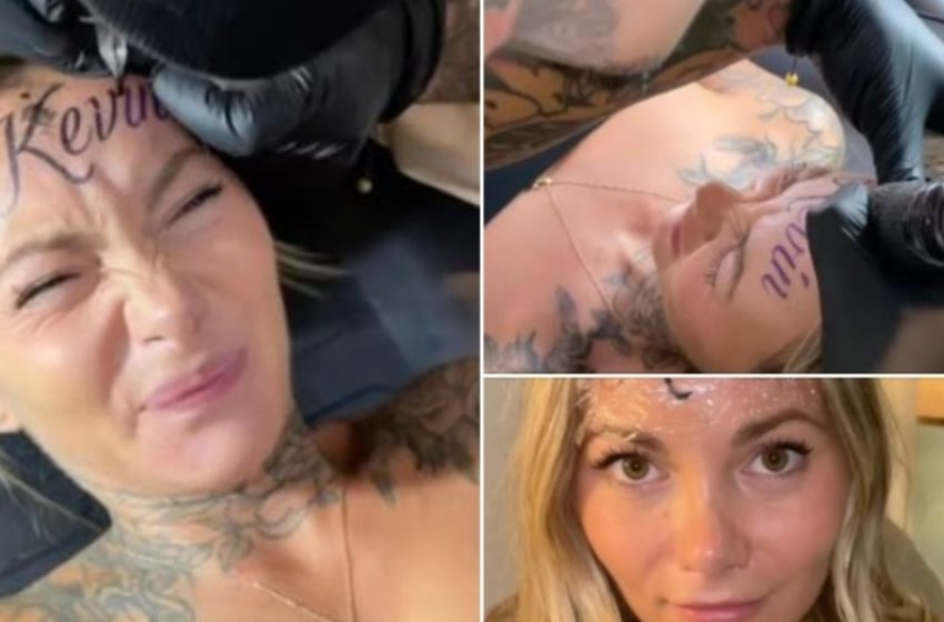 Frau sorgt für Empörung, nachdem sie den Namen ihres Freundes auf ihre Stirn tätowiert hat!: Liebe oder Reue?