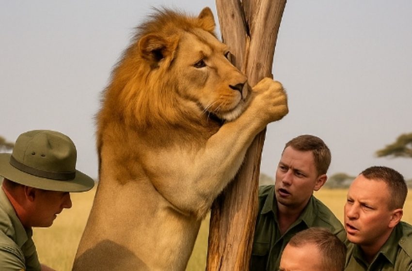 Ein Löwe steckte mit dem Kopf drei Tage lang in einem verzweigten Baum fest und hatte die Hoffnung auf Rettung bereits aufgegeben. Was die Ranger, die ihn fanden, taten, veränderte ihr Leben für immer.