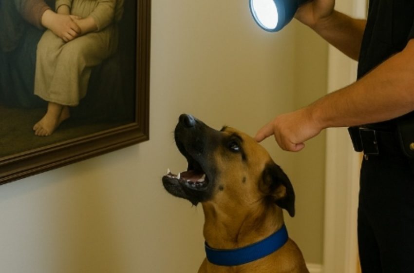  Ein Hund begann während der Durchsuchung eines Hauses laut auf ein altes Gemälde zu bellen. Die Polizisten, die es abnahmen, konnten nicht glauben, was sie entdeckten – es ließ allen das Blut in den Adern gefrieren.