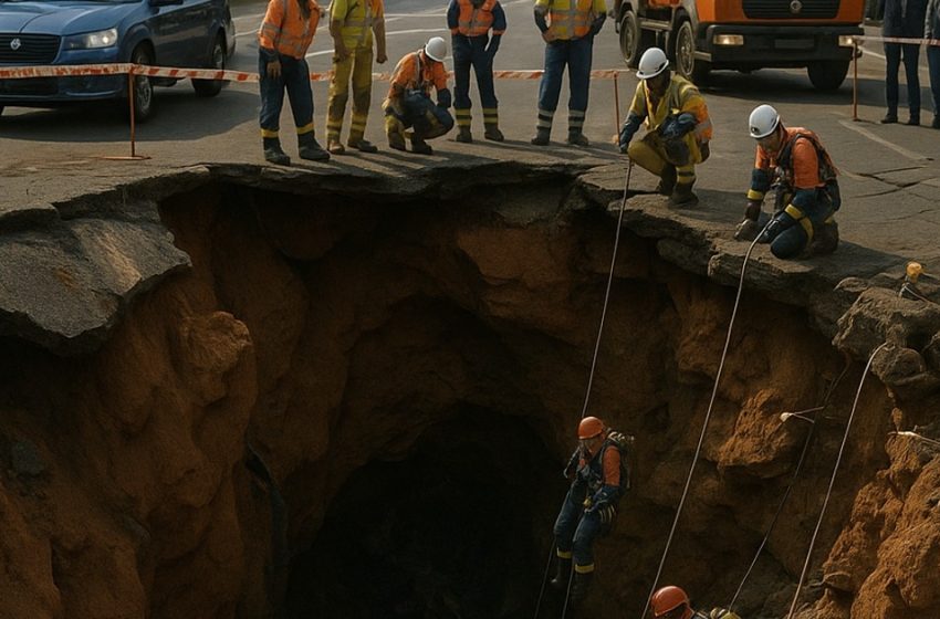  Ein Teil einer städtischen Straße stürzte mitten am helllichten Tag ein: Als die Spezialisten in die Grube hinabstiegen, entdeckten sie unter der Erde etwas, das jahrzehntelang vor allen verborgen geblieben war.