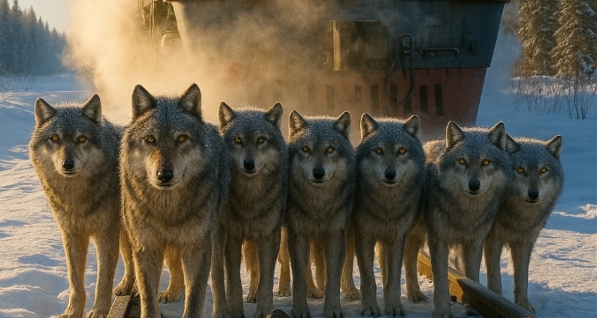 Ein Wolfsrudel versperrte den Zug den Weg in der sibirischen Taiga. Als der Lokführer erkannte, wen sie beschützten, blieb ihm der Atem stehen.