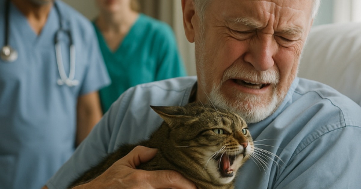 Er wollte sich nur vor einer schweren Operation von seiner geliebten Katze verabschieden. Doch plötzlich machte sie einen Buckel, fauchte — und stürzte sich auf ihren Besitzer.