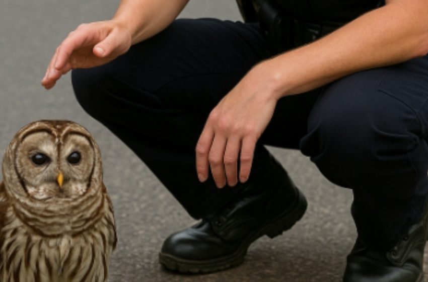Ein kleines Käuzchen blockierte die Straße und zeigte der Polizei etwas, das allen Anwesenden den Atem raubte.