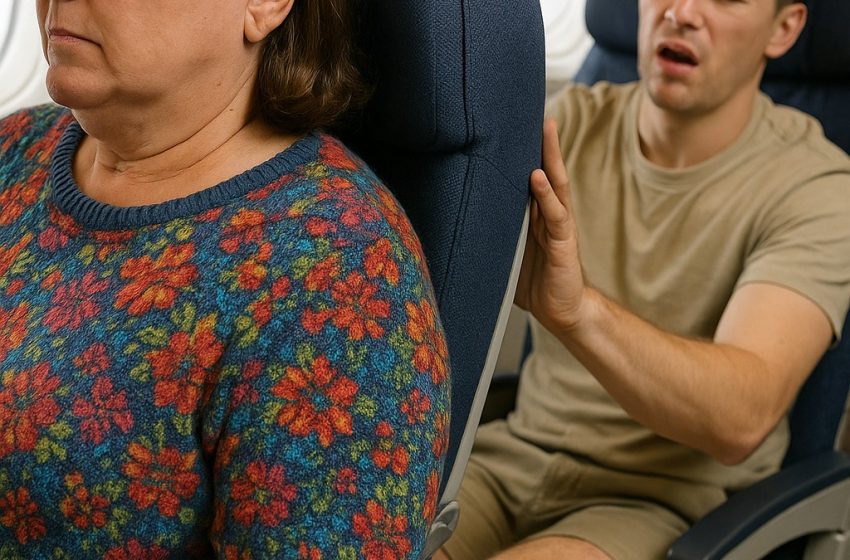 Im Flugzeug lehnte eine Frau ihren Sitz zurück und zerquetschte meine Beine: Ich beschloss, ihr eine Lektion in Sachen Manieren zu erteilen.