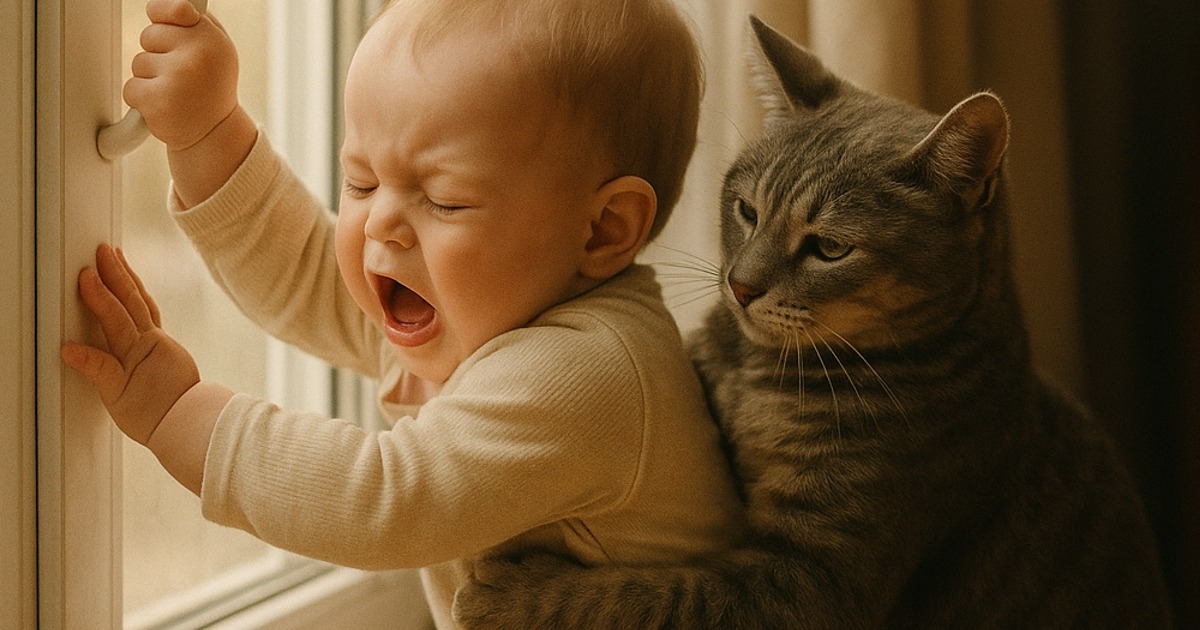 Sekunden vor der Tragödie: Die Katze sprang… und rettete ein Kind davor, aus dem Fenster zu fallen.