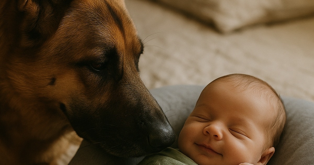 Der Hund begann zu zittern, als er das neugeborene Baby sah… doch als die Familie den Grund entdeckte, waren sie sprachlos