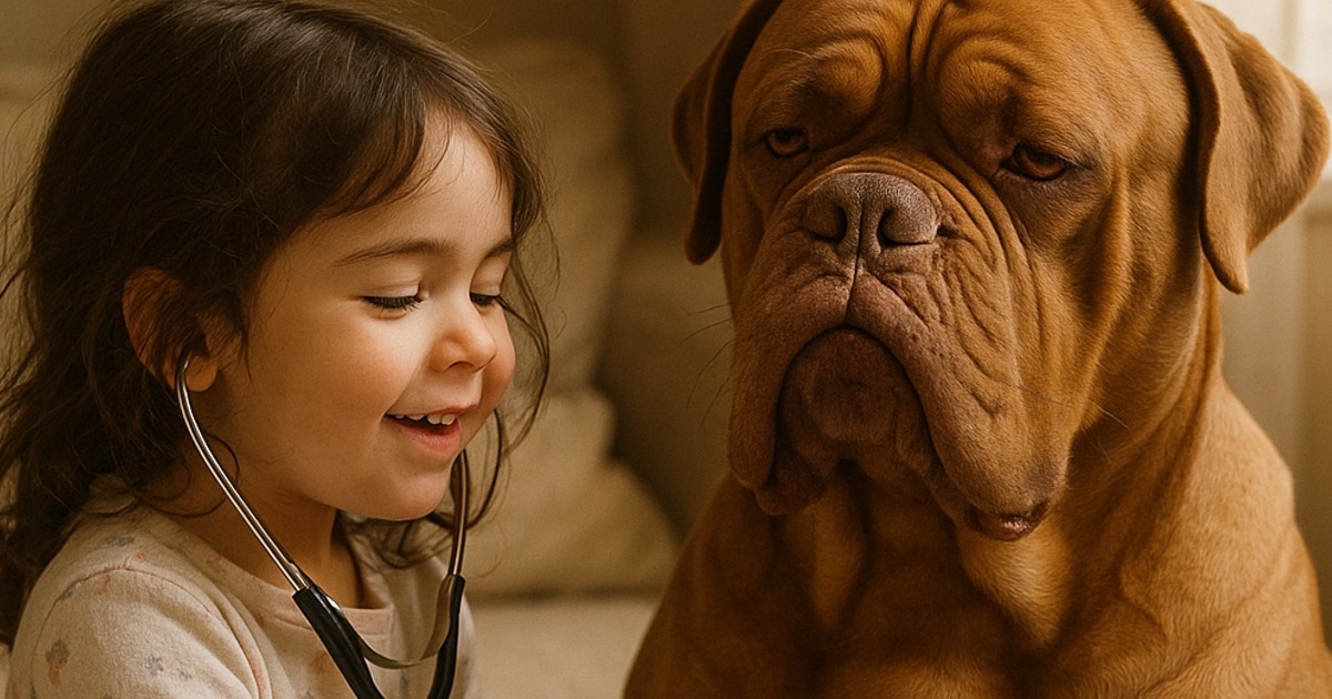 Der Tierarzt konnte nicht glauben, was er sah: Ein Mädchen schaffte es, einen Deutschen Doggen allein mit ihrer Liebe zu beruhigen.